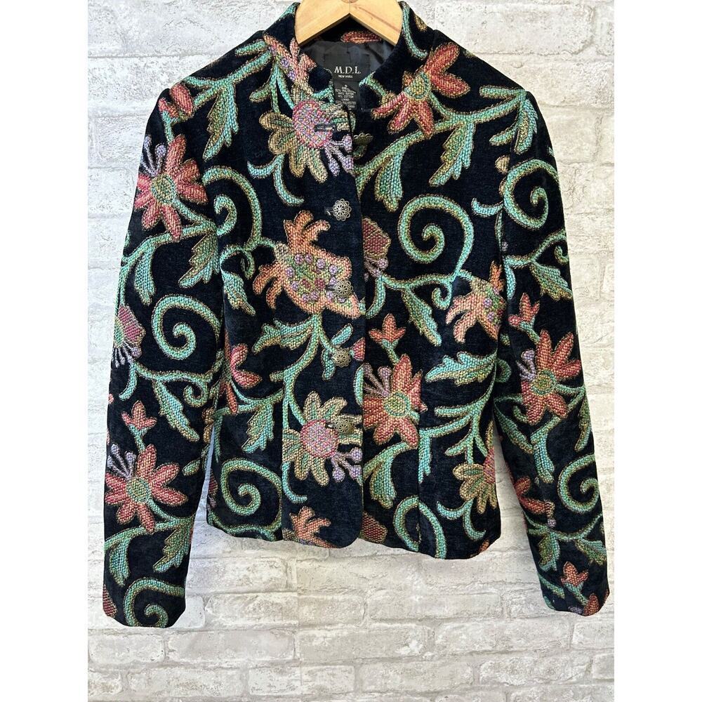 MDL New York Tapestry Jacket Women's Small Floral Hippie Boho Full Zip Lined